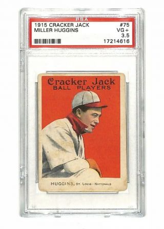 1915 Cracker Jack 75 Miller Huggins Vintage Card Psa 3.  5 Nationals