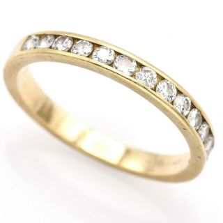 Vintage 14K Yellow Gold 0.  56 TCW Diamond Half - Eternity Band Ring 2.  4 G Size 7.  5 2