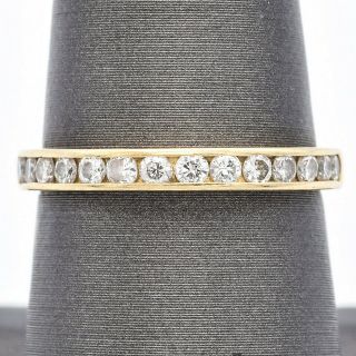 Vintage 14K Yellow Gold 0.  56 TCW Diamond Half - Eternity Band Ring 2.  4 G Size 7.  5 3