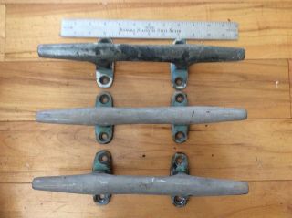 Three Vintage Chome Over Bronze Boat Sailboat Cleat 12 Inch