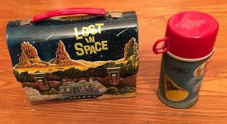 Vintage 1967 Lost In Space Metal Dome Lunchbox And Thermos Set