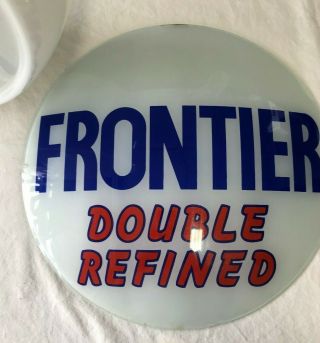 Vintage Milk Glass " Frontier Double Refined " Gas Pump Globe