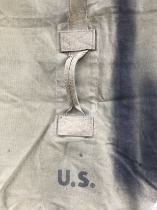 Vintage WWII 1944 Old U.  S.  Military Army Green Canvas Duffel Bag Marine Sea Bag 4
