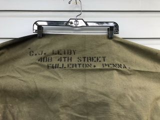 Vintage WWII 1944 Old U.  S.  Military Army Green Canvas Duffel Bag Marine Sea Bag 8