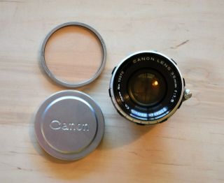 Vintage Canon 35mm F:1,  5 L39 Screw Mount Rangefinder Lens No.  10070
