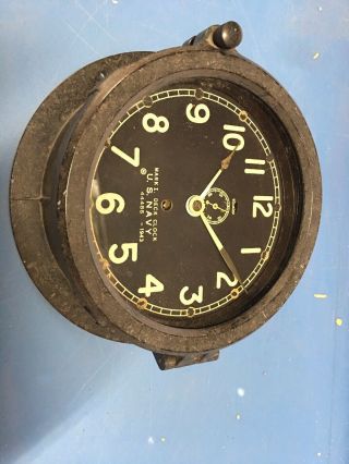 Wwii Us Navy Deck Clock Mark 1 Ships Clock 1943 No Key