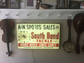 Very Rare 1960 ' s South Bend tackle advertising clock 2
