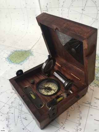 Vintage Decor Marine Master Box Direction Compass Telescope Magnifier Sc 036