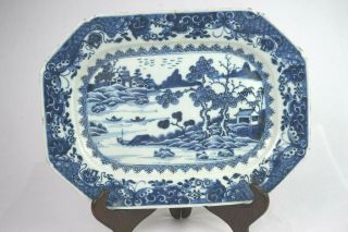 18th Century Qianlong Chinese Export Blue And White Meat Platter 12 Inches Wide