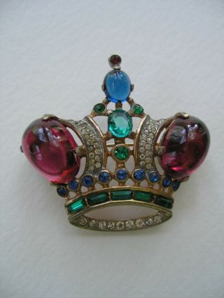 Vintage Signed Trifari Alfred Philippe Sterling Vermeil Crown Pin 1940s