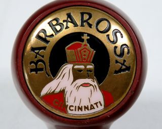 Vintage Barbarossa Beer Ball Tap Knob Handle Brown Enamel Cincinnati Ohio Fisher 2