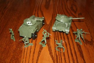 Tim - Mee Processed Plastic Dark Green Army Armored Car & Tank - Marx MPC Payton 3