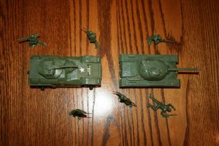 Tim - Mee Processed Plastic Dark Green Army Armored Car & Tank - Marx MPC Payton 5