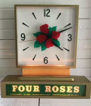 Vintage Nos Four Roses Whisky Advertising Clock Great.  Nib