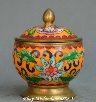 Collect China Fengshui Old Bronze Cloisonne Longevity Flower Statue Money - Box