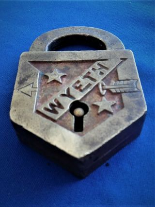 RARE vintage antique WYETH arrow FRAIM 08 hardware advertising padlock key lock 2