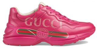 Gucci Current Rhyton Pink Leather Vintage Logo Sneaker Shoes G 40/us 10.  5