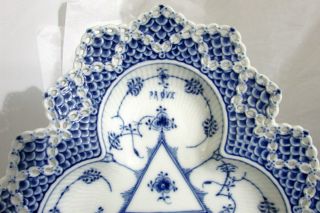 Rare Royal Copenhagen Blue Fluted Full Lace Serving Dish 1077 First Quality Test 2