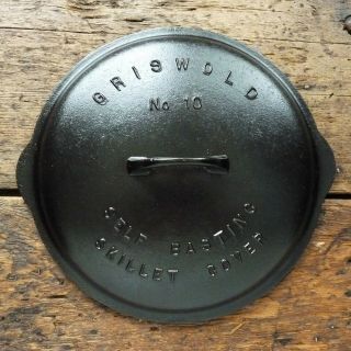 Vintage Griswold 10 Cast Iron Skillet Lid Frying Pan Low Dome Cover Ironspoon