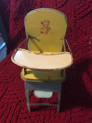 Antique Tin Doll Sized High Chair J.  Chein & Co.