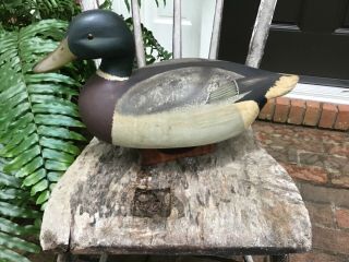 Antique Vintage Old Wooden Ken Harris Ny Mallard Drake Duck Decoy