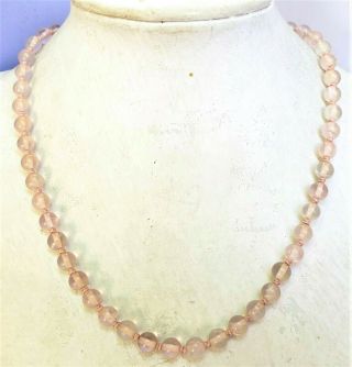 Antique Chinese Export Sterling Silver Pink Tourmaline/rose Quartz Bead Necklace
