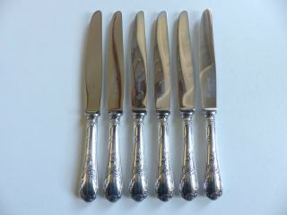 Set Of 6 Christofle Marly Silver Plate Dessert Knives 7 3/4 ".  19,  7 Cm (set 1)