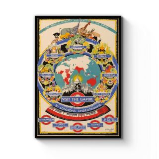 Vintage London Underground British Empire Travel Poster Art Print A4 - B1 Framed