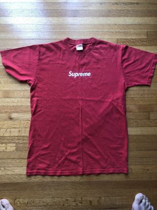 Vintage 2001 Supreme Box Logo T - Shirt Tee Red Tonal M Nyc