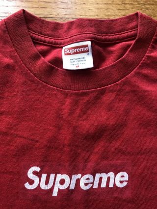 Vintage 2001 Supreme Box Logo T - shirt tee Red Tonal M NYC 2