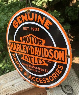 VINTAGE HARLEY DAVIDSON MOTORCYCLE PORCELAIN GAS SERVICE STATION PUMP PLATE SIGN 3