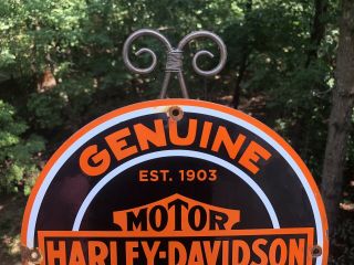VINTAGE HARLEY DAVIDSON MOTORCYCLE PORCELAIN GAS SERVICE STATION PUMP PLATE SIGN 4