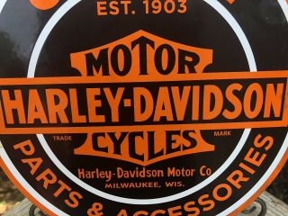 VINTAGE HARLEY DAVIDSON MOTORCYCLE PORCELAIN GAS SERVICE STATION PUMP PLATE SIGN 6