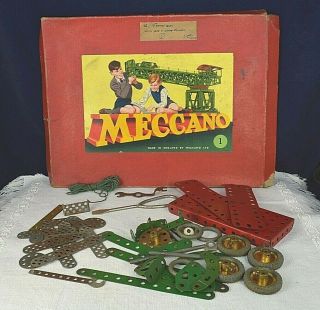 Old Meccano Boxed Instructions Outfit No.  1 Vintage Playing Construction Toy Game