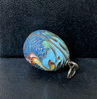 Antique 84 Silver Imperial Russian Enamel Egg Pendant 8