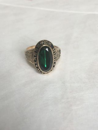Womens Vintage 10k Gold Green Stone Class Ring 8 Grams