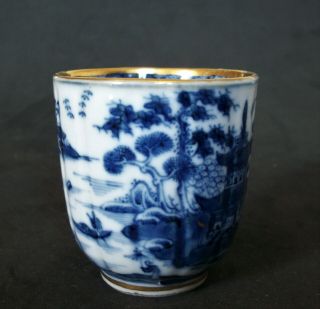 PERFECT CHINESE 18th C QIANLONG BLUE AND WHITE PAGODA LAKE TEA CUP VASE BOWL 2 4