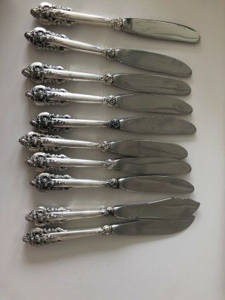 WALLACE STERLING HANDLE GRAND BAROQUE 8 BUTTER KNIFE & 2 SPREADERS SET 10Pc SET 2