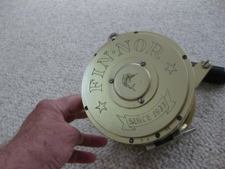 Vintage Fin Nor Big Game Reel 9a With Rod Clamp Single Speed.