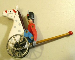 Vintage Wooden Toy Solider Push Toys - So Cute