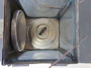 Vtg Circa 1900 Antique Brass Nautical Marine Kerosene Lantern w Glass Panels USA 8