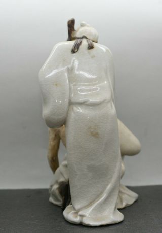 One Of A Kind Vintage Chinese Ceramic Sculpture Crackled Glaze Signed 4