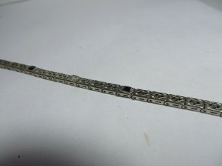 Vintage 1930s 10k Solid Gold Filigree Bracelet W/ Natural Diamond And Sapphire