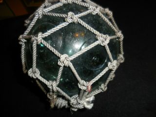Vintage Glass Float With Netting 6 " Across