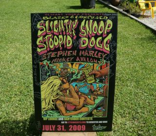 Vtg 2009 Slightly Stoopid & Snoop Dogg Tour Poster Billboard Autograph 36 " X 24 "
