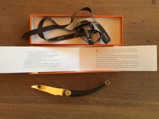 Rare HERMES by Forge de Laguiole folding knife HERLAG Leather handle 9cm vintage 4