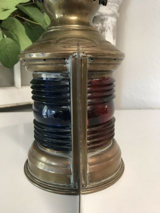Rare Antique Geo.  B.  Carpenter & Co.  Chicago Brass Nautical Lantern Ribbed Glass