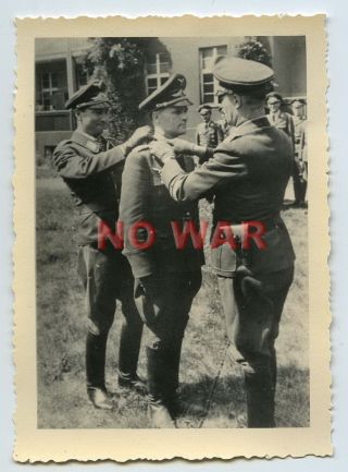Wwii German War Photo The Knight Cross Ceremony Of Kurd Peters From Jg300