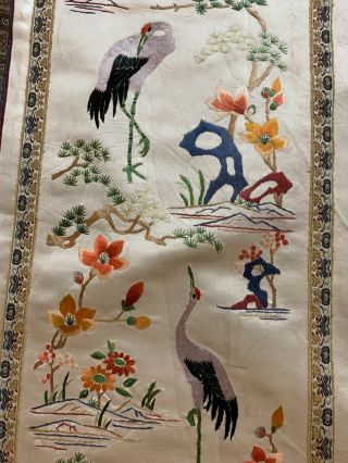 4 ANTIQUE CHINESE QING DYNASTY SILK HAND EMBROIDERY SCENERY PANEL 13” X 26” 5