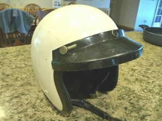 Vintage 1962 White Bell Stock Car Helmet With Visor,  Snell Memorial Foundation